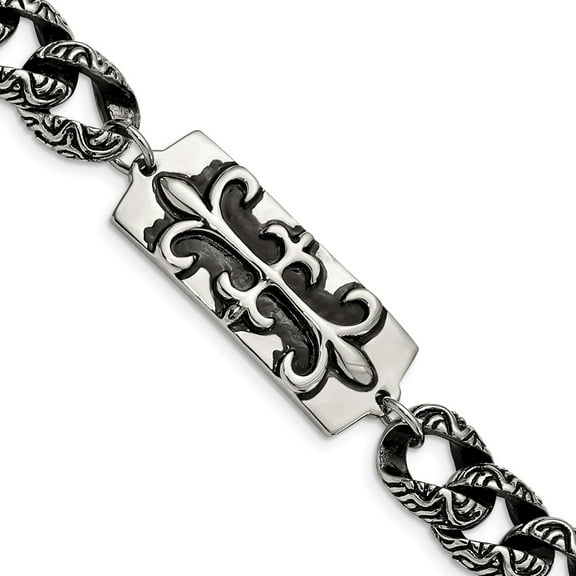 White Stainless Steel bracelet Contemporary 8.5 in 16 mm 18