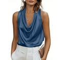 thumbnail image 5 of talentlend Women's Satin Silk Tank Top Cowl Neck Sleeveless Elegant Party Vest Shirts Spring Vacation Outfits, 5 of 7