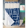 thumbnail image 2 of No Hook Shower Curtain with Snap in Liner, Abstract Geometric White Line Blue Texture Hotel Shower Curtains for Bathroom, Washable Shower Curtain Liner Set with Mesh Top Window, 36"x72", 2 of 6