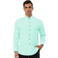 thumbnail image 2 of Camisa de vestir de manga larga con botones de color liso para hombre de negocios Menta verde M Unique Bargains Camisa, 2 of 6