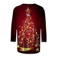 thumbnail image 5 of CHOK Chemises à Manches 3/4 pour Femmes, Col Rond Décontracté, Imprimé, Chandail d'Été Tendance, Blouses Douces et Confortables, Jaune P, 5 of 5