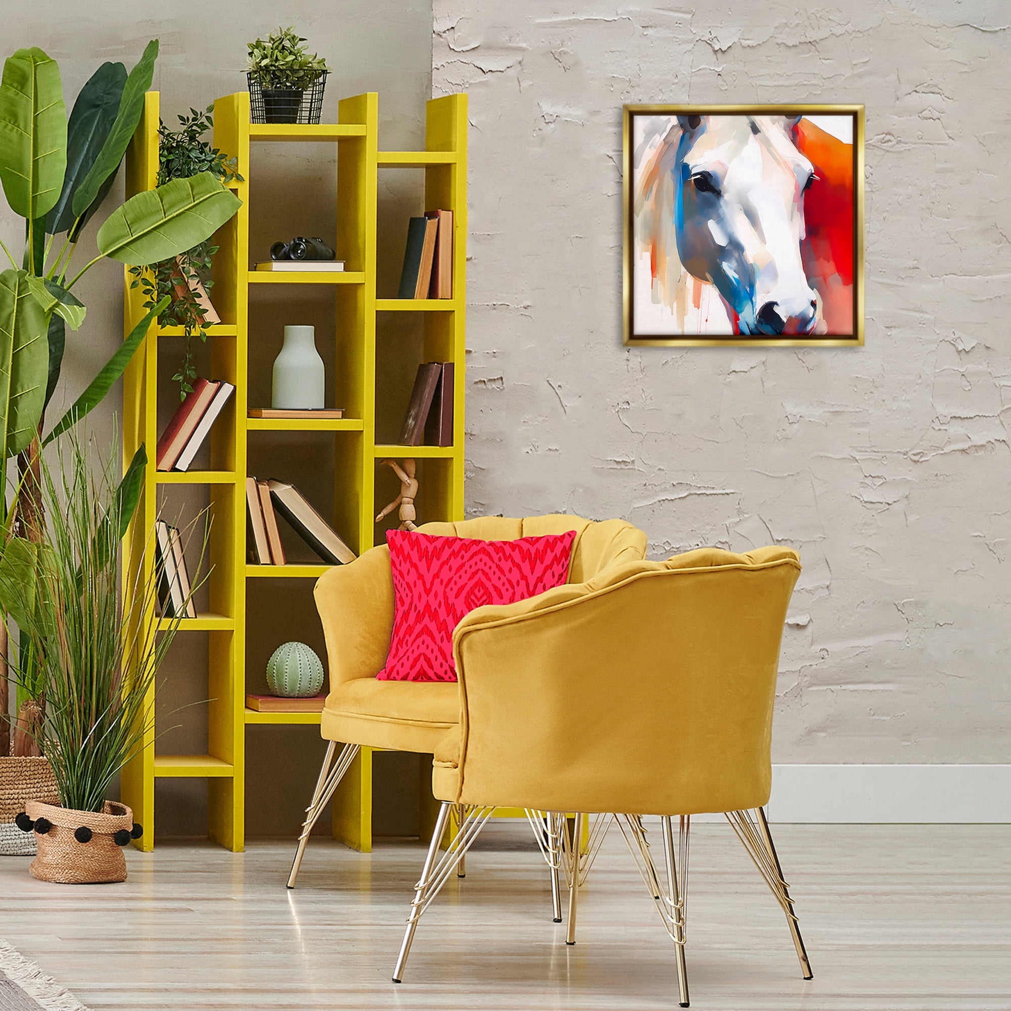 Stupell Industries Horse Close Up Face Animals & Insects Painting Gold Floater Framed Canvas Art Print Wall Art, 18 x 18