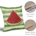 thumbnail image 4 of Summer Pillow Covers 18x18 Inch Watercolor Watermelon Green Stripe Outdoor Decorative Throw Pillow Covers Set of 2 Rustic Pillowcases Farmhouse Cotton Linen Cushion Covers for Couch Bed Summer Decor, 4 of 6