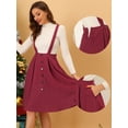 thumbnail image 2 of Falda Midi Acampanada Allegra K con Tirantes y Cintura Elástica de Pana Vino Rojo M, 2 of 5
