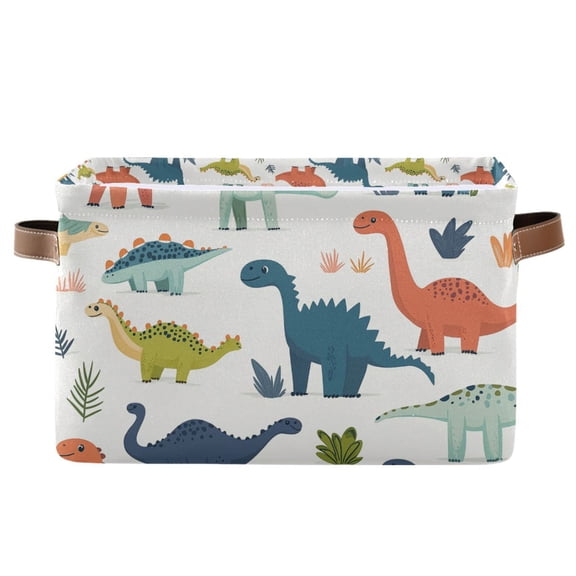Yayeee Canvas Storage Basket with Handles for Shelves Fabric Bins Closet Organizer, Dinosaur Pattern