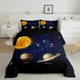 thumbnail image 4 of Feelyou Outer Space Queen Comforter Set, Psychedelic Saturn Planet Bedding Sets, Track Line Bedding Comforter Set, Breathable Bedroom Decor, 3-Piece, 4 of 8