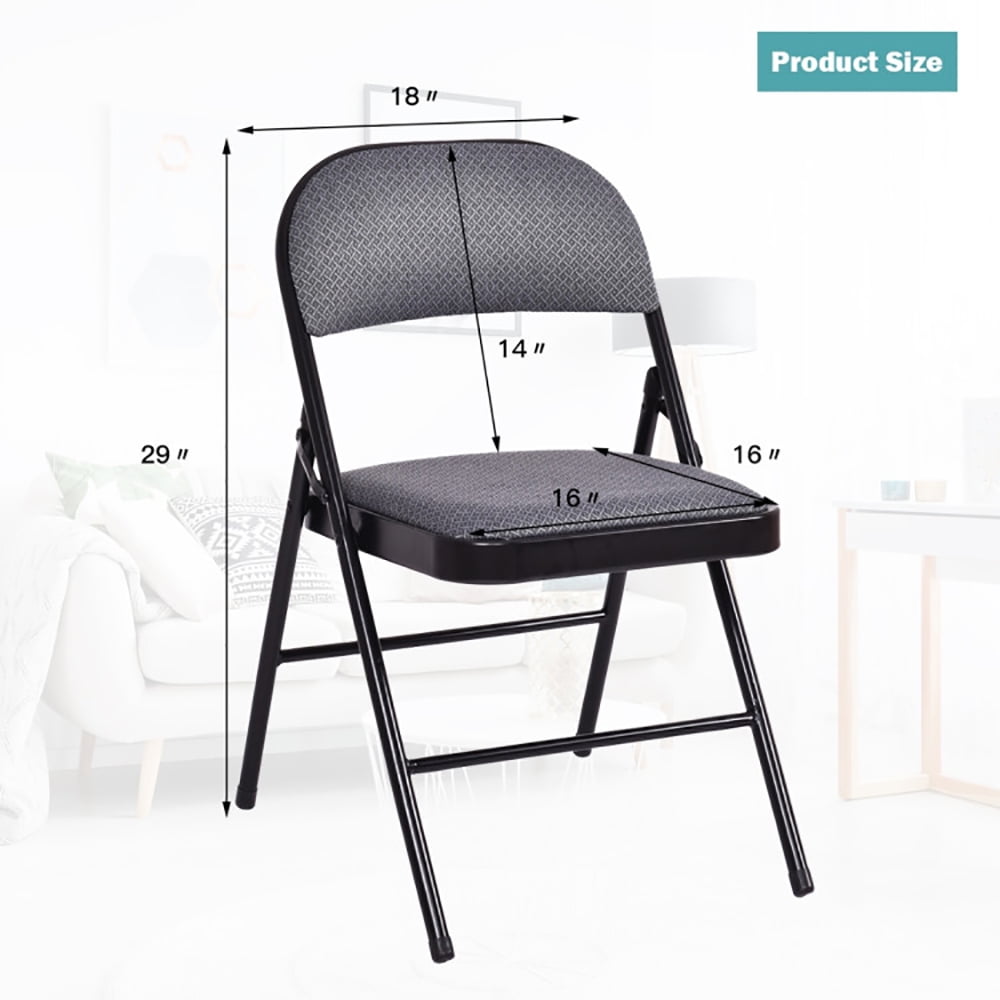 Finihen Padded Folding Chairs, 4 Pieces Folding Chairs with Padded Cushion, 4 Pieces Fabric Upholstered Padded Seat Folding Chairs Seat, for Home, Office, for Gaming, Reading, Black Finihen Padded Folding Chairs, 4 Pieces Folding Chairs with Padded Cushion, 4 Pieces Fabric Upholstered Padded Seat Folding Chairs Seat, for Home, Office, for Gaming, Reading, Black
