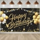 thumbnail image 3 of 2X Banner de Telón de Fondo de Cumpleaños, Letrero de Telón de Fondo de Oro Negro, Conjunto de Decoración de Fiesta de Feliz Cumpleaños para Niñas, Hombres, Mujeres, Celebración, 3 of 5