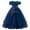 Y24-Dark Blue, variant on FYDUU Elegant Girls Dresses Flower Girl Dress Formal Wedding Party Wear Off Shoulder Floral Embroidered Tulle Princess Pageant Long Dress Princess Party Dress
