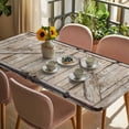 thumbnail image 3 of Farmhouse Wood Grain Table Cloths for 5 Foot Rectangle Tables, Vintage Country Barn Gate Brown Patio Waterproof Elastic Fitted Tablecloths, Washable Rectangular Table Cover for Camping, 3 of 8