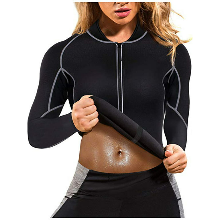 LELINTA Women's Neoprene Sauna Vest Waist Trainer Corset Long Sleeves Gym  Hot Sweat Suit Weight Loss Workout Body Shaper