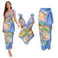 thumbnail image 2 of nerohusy Bikini Sets for Women with Cover Up,Women's One Piece Swimsuit with Beach Cover up Wrap Skirt Sarong Retro Floral Print Tummy Control Bathing Suits M, 2 of 6