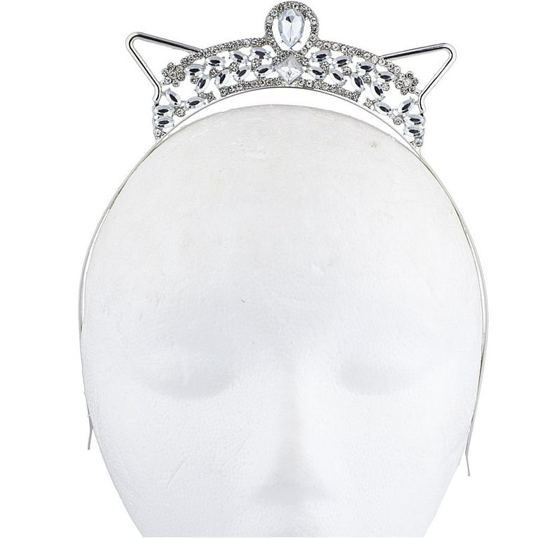 Lux Accessories Silver Tone Bling Rhinestone Halloween Bride Cat