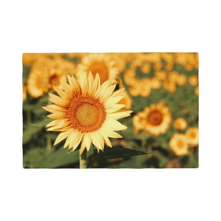 

Table Placemats Set of 4 - Golden Sunflower In Field 12x18 In Faux Linen Double Heat Resistant Place Mats Cloth Indoor/Outdoor Placemats Washable Table Mats for Dining Kitchen Party