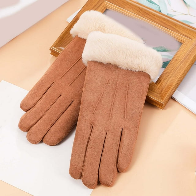 Suede Warm Gloves Winter Ladies Student Cute Korean Version With Thickened Outdoor Riding Rubber Gloves Medium Nail Latex Gloves Work Gloves Disposable Gloves Medium Latex Gloves Small