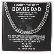 To My Bonus Dad-Stainless Steel Cuban Chain Necklace Necklace Gift For Him, Birthday Gift, Aniversary Gift