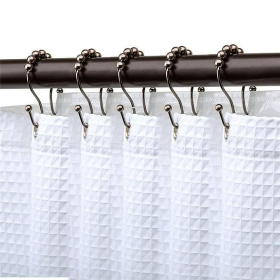 Rust Resistant Double Roller Ball Shower Curtain Rings for Bathroom, Oil Rubbed Bronze - Set of 12