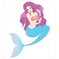 thumbnail image 3 of Ambesonne Folk Duvet Cover Set, Mermaid with Pink Hair, 2-Calking, Turquoise Fuchsia White, 3 of 7