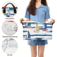 thumbnail image 5 of Yayeee Foldable Storage Basket for Shelves with Handles Waterproof Cloth Bins, Dark Blue Hand Drawn Sailboats, 5 of 7