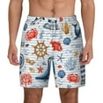 thumbnail image 3 of Uemuo Watercolor Nautical Pattern Mens Swim Trunks Quick Dry Board Shorts with Mesh Lining, Stretch Beach Shorts Quick Dry No-Chafing Board Shorts-X-Large, 3 of 9