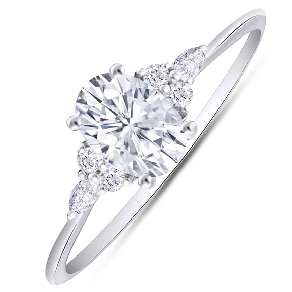 AFFY 1.00 CT Oval, Marquise & Round Cut Cubic Zirconia Solitaire Engagement Ring For Women's in 14K White Gold Plated 925 Sterling Silver (Color: White, Clarity: VVS1, 1.00 Cttw)-4