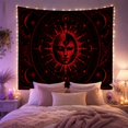 thumbnail image 2 of Anthropomorphic Sun and Moon Face Against Black, Mystical Illustration for Occult Enthusiasts, Sacred Geometry Decor, Halloween Gift, Tapestry Wall Hanging for Bedroom and Living Room, 2 of 7