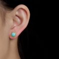 thumbnail image 3 of Pendientes de tuerca de turquesa natural chapados en oro de 18 quilates, plata de ley S925, piedras preciosas con corte de cojín, joyería fina para mujer ER, 3 of 5