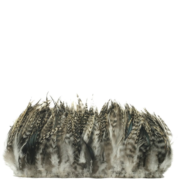 ZUCKER Strung Rooster Grey Chinchilla Saddle Feathers - 6 - 8" - 1.25yds - Natural