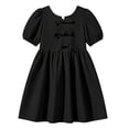 thumbnail image 3 of SHenli Girls Dresses Bowknot Puff Sleeve Skirt Crewneck Short Sleeve Dress Soild Color Casual Sundress Skirts for 5-14 Years, 3 of 3
