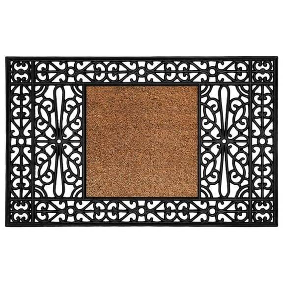 30 x 48 in. Duchess Monogram Rectangular Doormat, Black & Natural - Letter NP