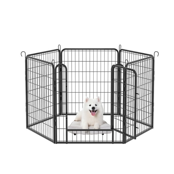 Zephypaws Dog Playpen Heavy Duty Metal Pet Fence with Door,32"H,6 Panels,Black