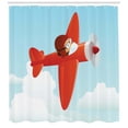 thumbnail image 3 of Ambesonne Plane Shower Curtain, Airplane Flying Cloud, 69"Wx84"L, Orange Blue, 3 of 3