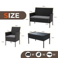 thumbnail image 4 of Gasee 4PCS Patio Rattan Conversation Furniture Set Outdoor Black/Gray Cushion, 4 of 8
