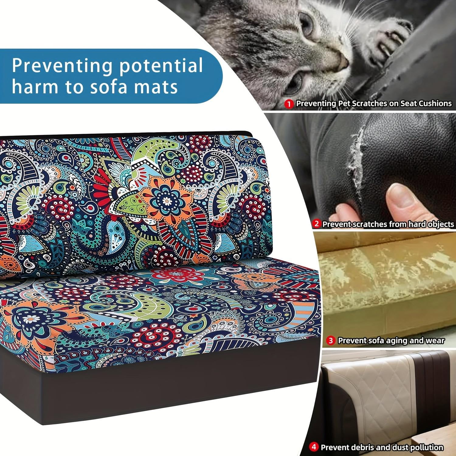 RV Dinette Cushion Covers  Print RV Seat Covers 2 Pack Camper Cushion Covers Dinette Booth Set Stretch Washable Couch Cover for RV Camper Sofa