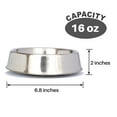 thumbnail image 5 of Iconic Pet Anti Ant Stainless Steel Non Skid Pet Bowl For Dog or Cat, 16 Oz, 2 Cup, 5 of 10