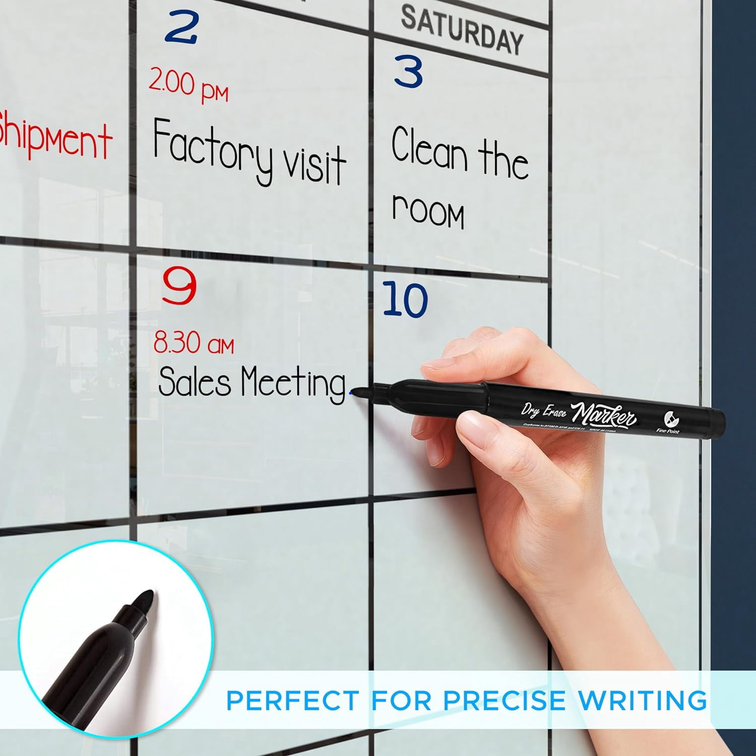 Yearly 24”x36” Glass Magnetic Whiteboard Calendar Planner White Board Calendar Dry Erase Board Dry Erase Calendar for Wall Monthly Glass Calendar Whiteboard Home Office Large Wall Calendar