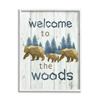Stupell Industries Rustic Welcome To Woods Bears Trees Silhouette , 24 x 30, Design by Nan