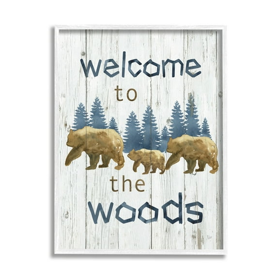 Stupell Industries Rustic Welcome To Woods Bears Trees Silhouette , 24 x 30, Design by Nan