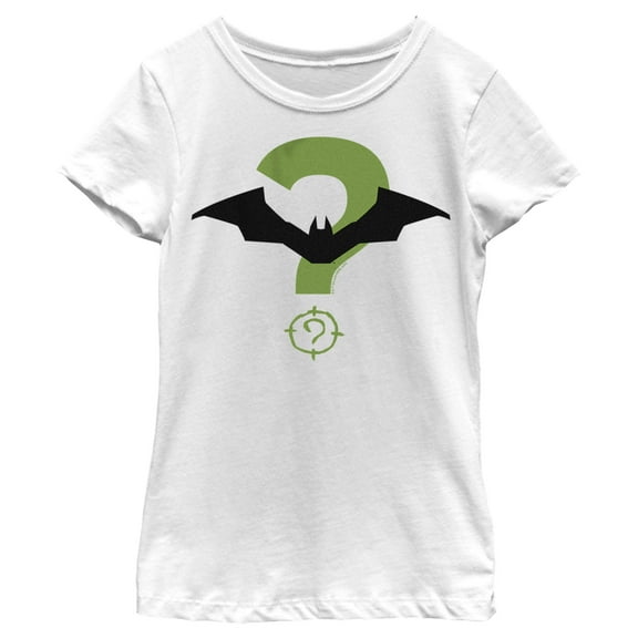 Girl's The Batman Riddler and Bat Logo  Graphic Tee White X Small