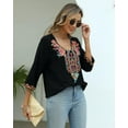 thumbnail image 3 of Women's Boho Embroidered Tops 3/4 Sleeve Mexican Peasant Shirts Bohemian Loose Tunic Blouses, 3 of 5