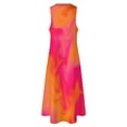 thumbnail image 5 of Pink Orange and Red Marble Fusion Design Long Dress Woman clothing Long veiled dresses Wom's summer dresses Dress, 5 of 7