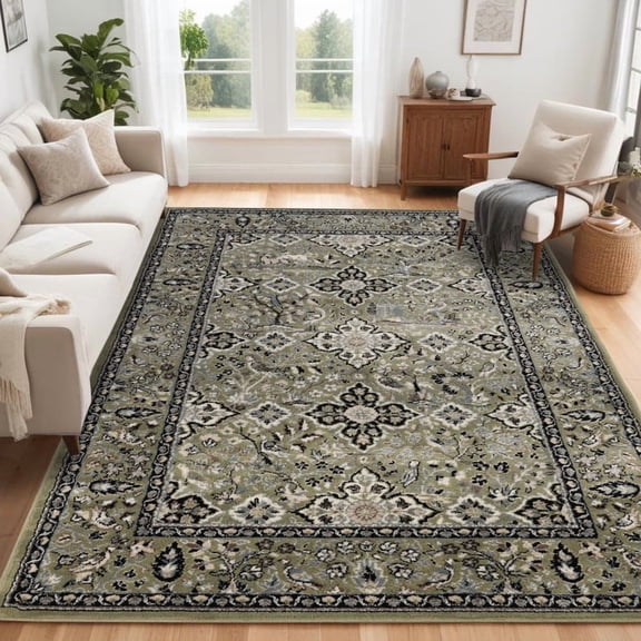 Superior Radcliffe Floral Medallion Indoor Area Rug, Green, 7' x 9'