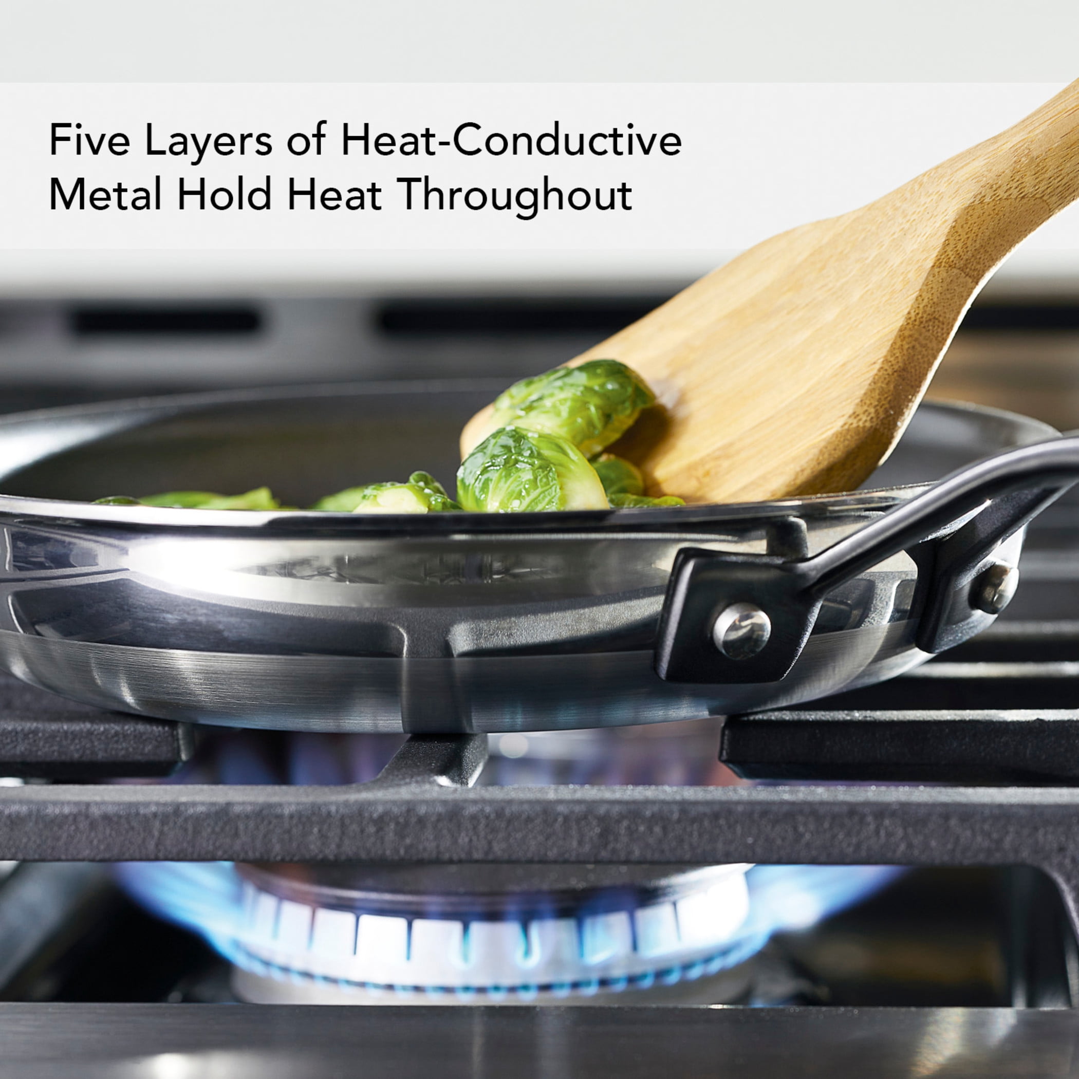 KitchenAid 5-Ply Clad 8.25 Inch Stainless Steel Nonstick Induction Frying Pan, Dishwasher Safe and Oven Safe to 500°F, Polished Stainless Steel