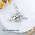thumbnail image 3 of Bride Crystal Wedding Hair Comb Pearl Hair Piece Silver Bridal Hair Accessories for Women and Girls HC018, 3 of 4