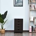 thumbnail image 6 of HOMCOM 5 Drawer Home Office Storage Cabinet, Mobile Printer Stand with Nordic Minimalist Modern Style & Wheels, Brown, 6 of 9