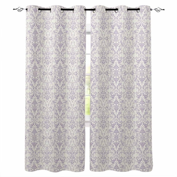 Boho Purple Pattern Blackout Curtains 39 Inches Long for Bedroom, Modern Geometric Southwestern Vintage Thermal Insulated Room Darkening Black Out Window Curtain Panels Grommet Drapes for Living Room