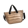 thumbnail image 2 of Bolso bandolera acolchado de algodón, elegante bolso de mano para mujer, ideal para viajes, fiestas y trabajo. Champán, 2 of 7
