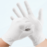 12 Pair White Cotton Moisturizing Gloves Overnight Bedtime, Soft Eczema Gloves, Lotion Gloves for Dry Hands, Thick Washable Skin Spa Therapy Gloves with Wristband for Men and Women