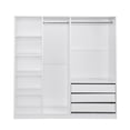thumbnail image 6 of Open Style Storage Wardrobe, Wooden Wardrobe Cabinet with 5 Storage Shelves, 2 Hanging Rod and 3 Drawers, Free Standing Doorless Storage Cabinet Closet for Bedroom, White, 6 of 9