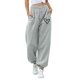 thumbnail image 1 of Gibobby pantalones de mujer Pantalones casuales estampados para mujer, deportivos, cintura cerrada, con cordones, cintura elástica, pantalones de pie pequeño, pantalones de chándal (Gris, M), 1 of 4